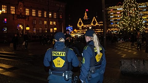 The police present in large numbers near City Hall Square in Copenhagen, 16 December 2025