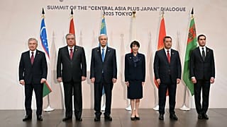 Group photo of Central Asian leaders and the Japanese prime minister at the Central Asia-Japan summit in Tokyo