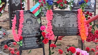 Memorial to the crew of Azerbaijan Airlines Flight 8243 near Aktau.