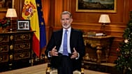 Felipe VI pronuncia su tradicional discurso de Navidad en el Palacio de la Zarzuela en 2023.
