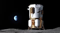 تظهر هذه الرسمة التوضيحية، المقدمة من شركة "Blue Origin"، مركبة "Blue Moon MK1" الفضائية التابعة للشركة على سطح القمر.