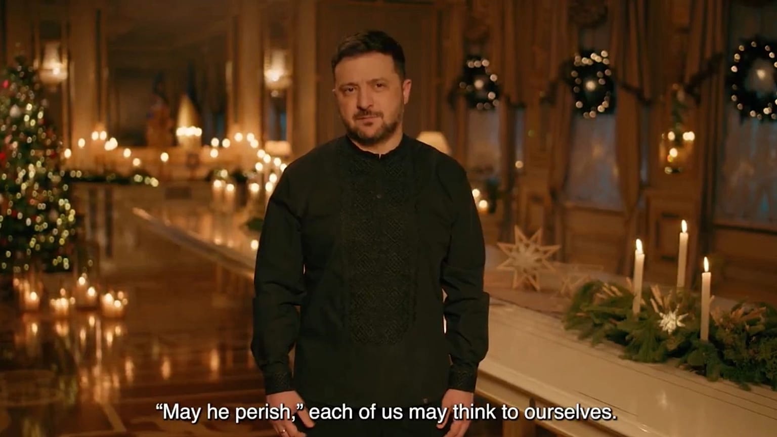 Zelenski durante su discurso de Nochebuena el 24 de diciemrbe de 2025.