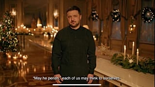 Zelenski durante su discurso de Nochebuena el 24 de diciemrbe de 2025.