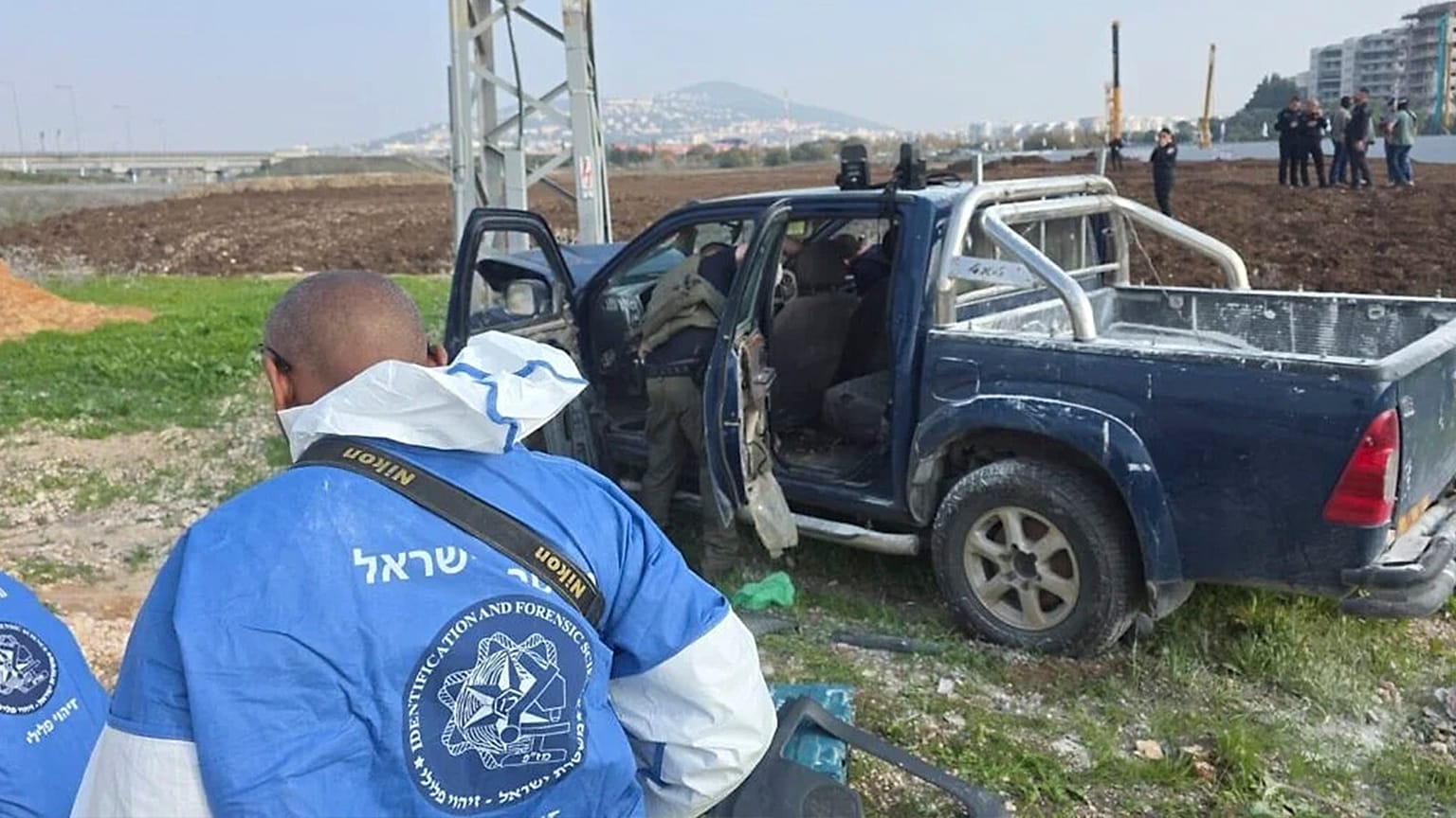 The vehicle used in the car and knife attack in northern Israel, 26 December 2025