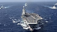 The Chinese aircraft carrier Liaoning carries out a dual aircraft carrier formation exercise in the South China Sea, October, 2024