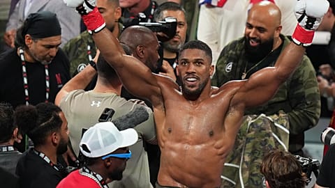 FILE: Anthony Joshua celebrates after beating Jake Paul in Miami clash, 19 Dec, 2025 