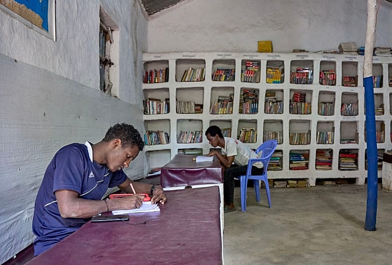 One of the libraries available to students at Awra Amba schools