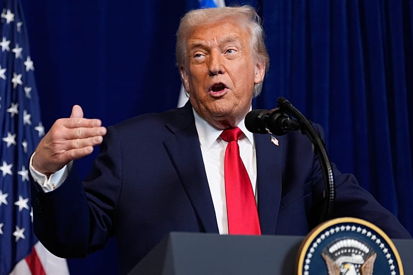 US President Donald Trump at a news conference at Mar-a-Lago, 29 December, 2025