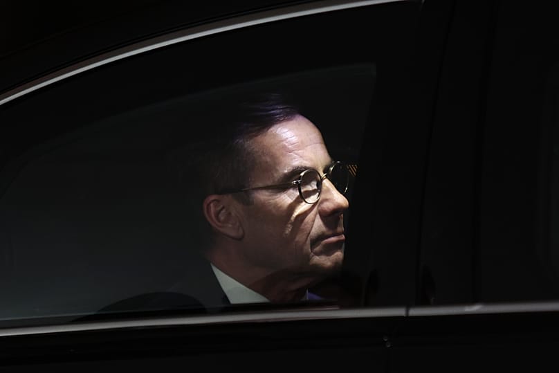 Swedish Prime Minister Ulf Kristersson arrives at the Chancellery in Berlin, Germany, Monday, Dec. 15, 2025. 