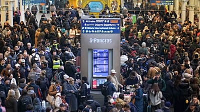 Travellers queue for Eurostar services at St Pancras International station in London, 30 December, 2025