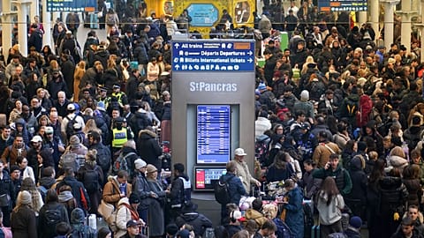 Travellers queue for Eurostar services at St Pancras International station in London, 30 December, 2025
