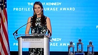 Tatiana Schlossberg, daughter of Caroline Kennedy, ambassador of the United States to Australia, addresses the audience in Courage Award ceremony.
