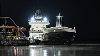 The seized vessel Fitburg rests in the harbour in Kirkkonummi, 31 December, 2025