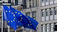 EU flags wave in the wind before an EU summit in Brussels, 27 June 2024