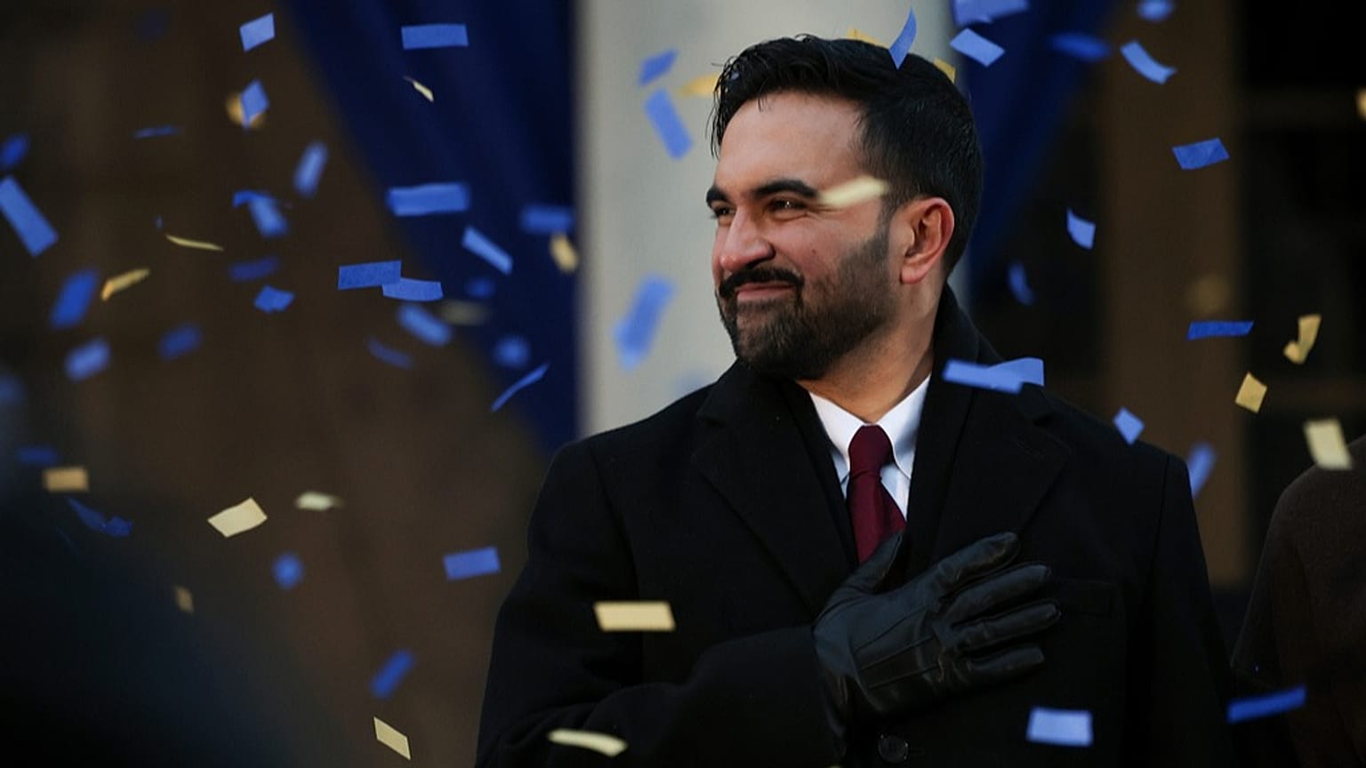 Mayor Zohran Mamdani reacts after speaking during his inauguration ceremony, Thursday, Jan. 1, 2026, in New York