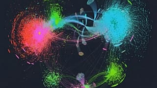 Visual representation of the CardioKG. The image has been tweaked with AI to make it look heart shaped, but it is based on a real network. 