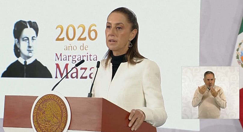 Mexico’s President Claudia Sheinbaum during a press briefing in Mexico City, 2 January, 2026