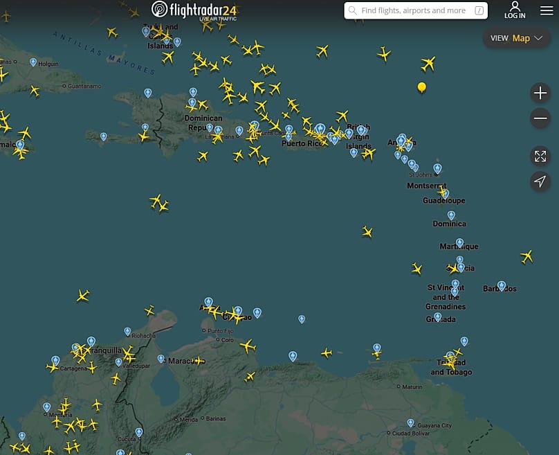 Espacio aéreo venezolano a las 2:30 UTC del 3 de enero
