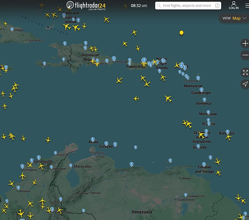 Espacio aéreo venezolano 8:00 UTC 3 de enero