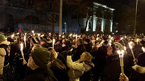 Tüntetés a szlovák nagykövetség épülete előtt  - Budapest, 2026. január 3. 