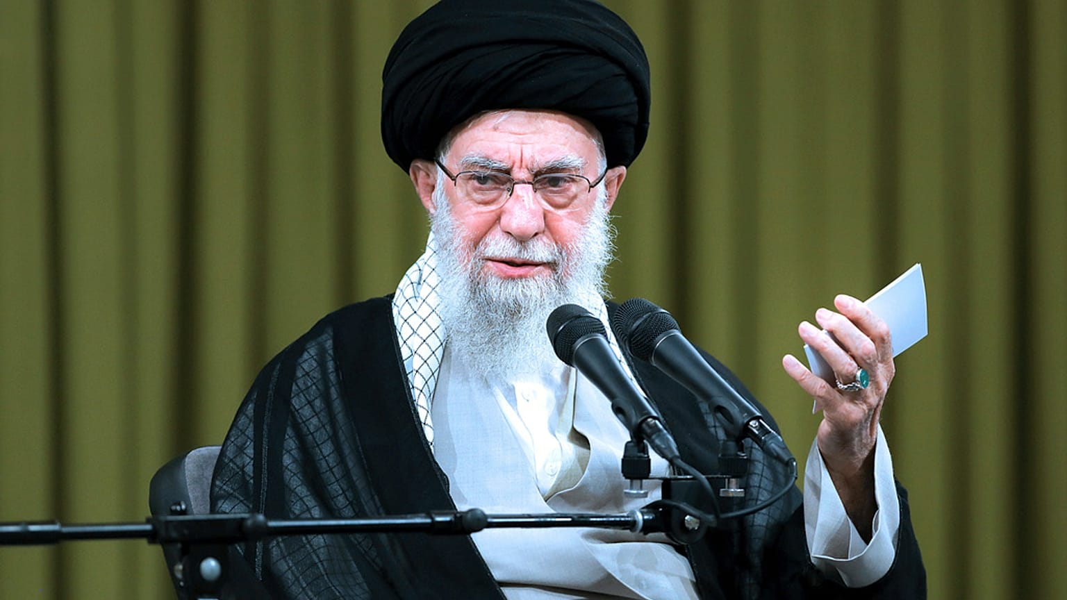 Supreme Leader Ayatollah Ali Khamenei speaks in a ceremony to mark the Shiite holiday of Eid al-Ghadir, in Tehran, Iran, Tuesday, June 25, 2024. 