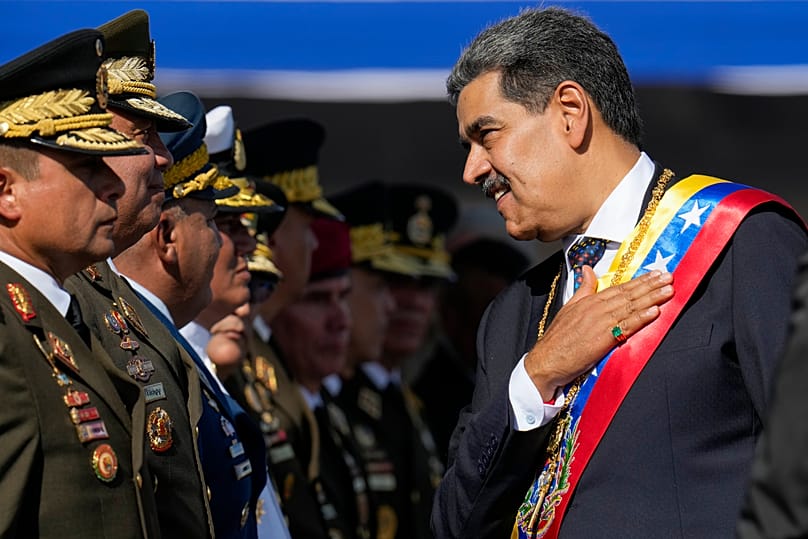 Prezydent Wenezueli Nicolás Maduro podczas uroczystości wojskowej w dniu inauguracji trzeciej kadencji w Caracas, 10 stycznia 2025 r.