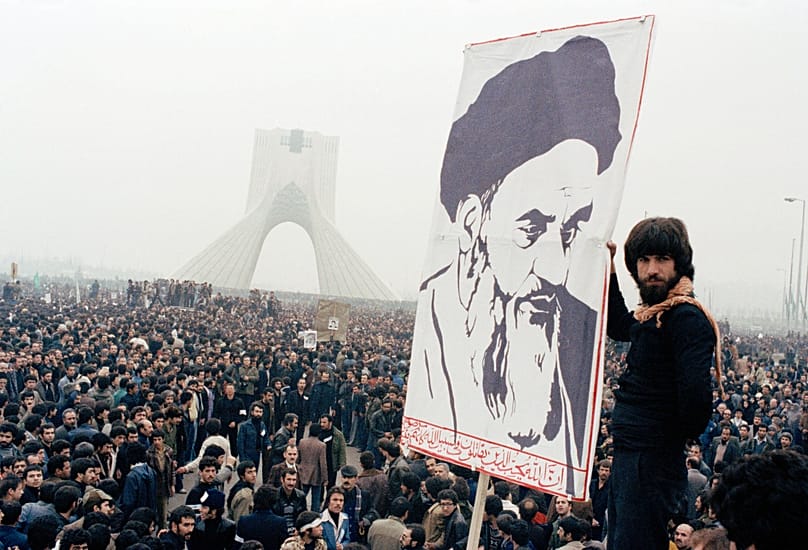 Iranian protesters demonstrate against Shah Mohammad Reza Pahlavi in Tehran, 9 October, 1978 