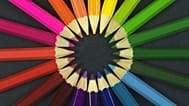 Circle of colored pens