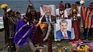 يحمل الشامان صوراً للرئيس الأمريكي دونالد ترامب والرئيس الفنزويلي نيكولاس مادورو خلال طقوسهم السنوية للتنبؤ للعام الجديد في ليما، بيرو، يوم الاثنين 29 ديسمبر 2025. 