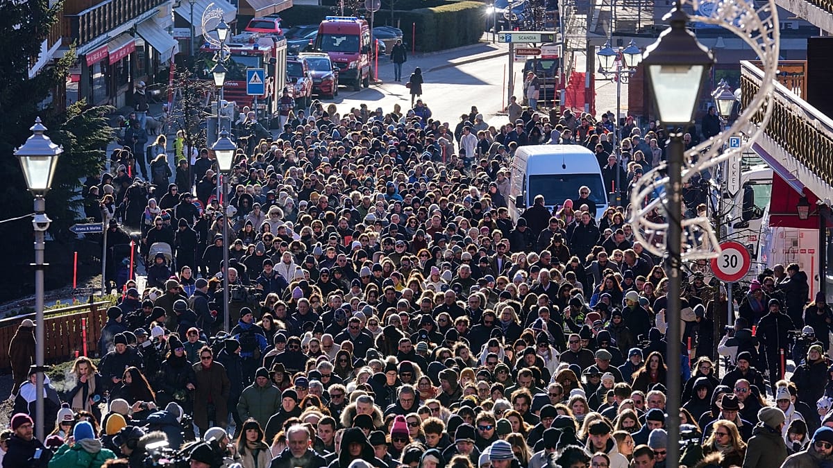 Crans-Montana residents take part in silent march for fire victims