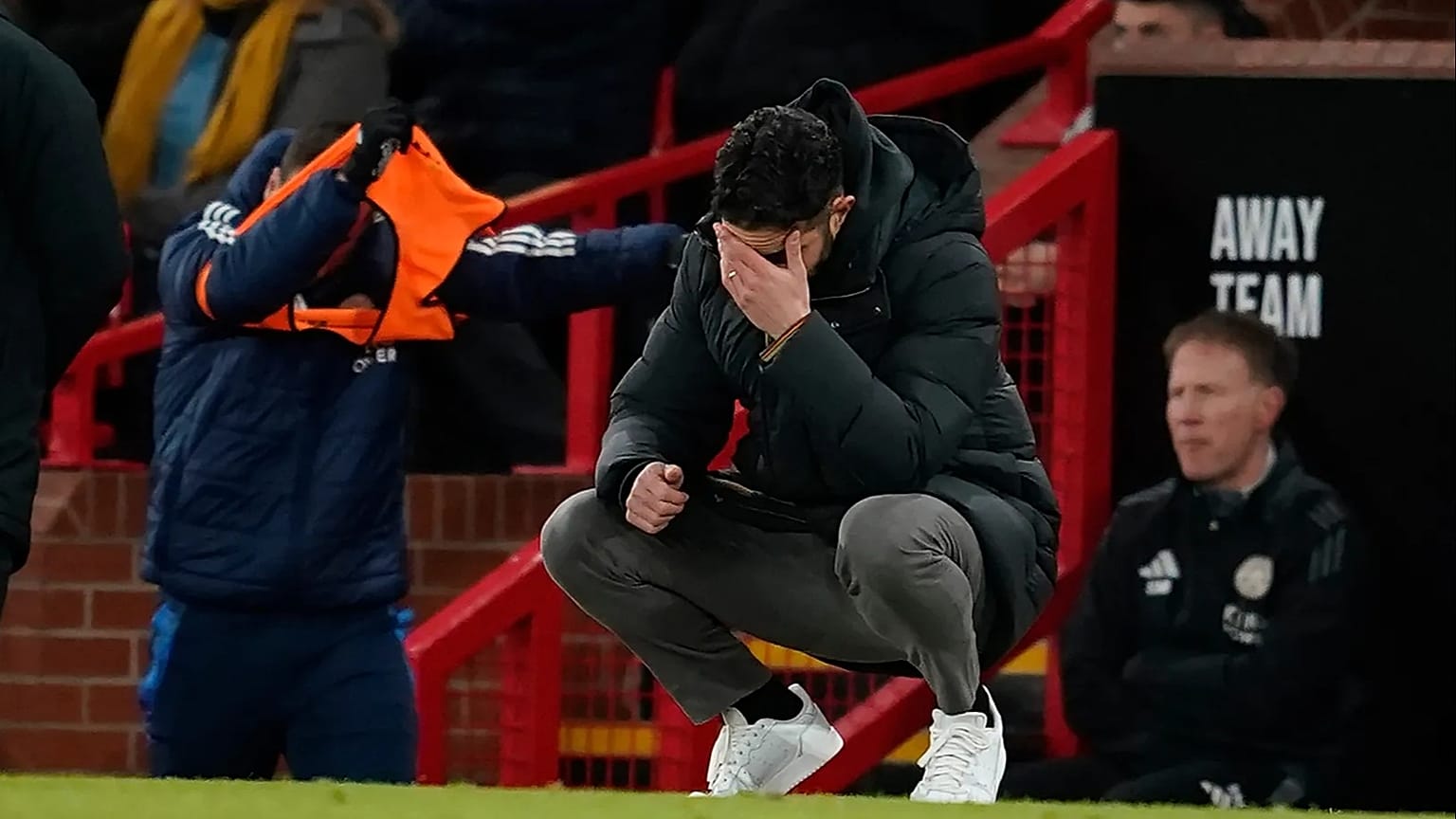 Manchester United's head coach Ruben Amorim reacts at the Old Trafford stadium in Manchester, 7 February, 2025