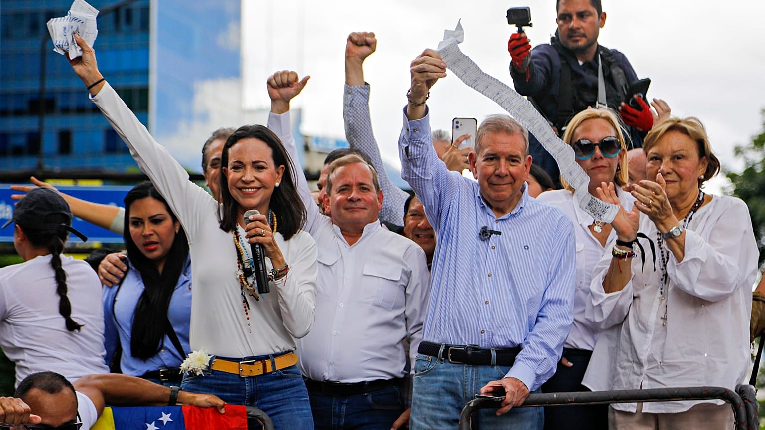 Corina Machado and Edmundo Gonzalez during Venezuela's 2024 presidential election. 
