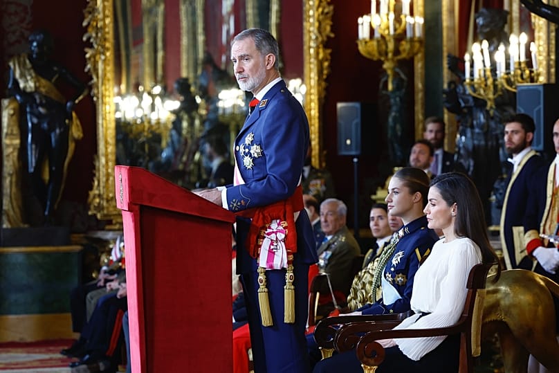 Felipe VI pronuncia su discurso anual de la Pascua Militar en el Palacio Real de Madrid, este 6 de enero de 2026