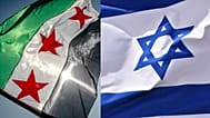 علم إسرائيل (يمينًا) وعلم سوريا (يساراً)