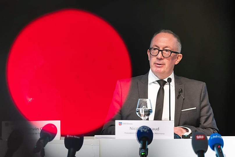 Mayor of Crans-Montana Nicolas Féraud speaks during a press conference, 6 January, 2026
