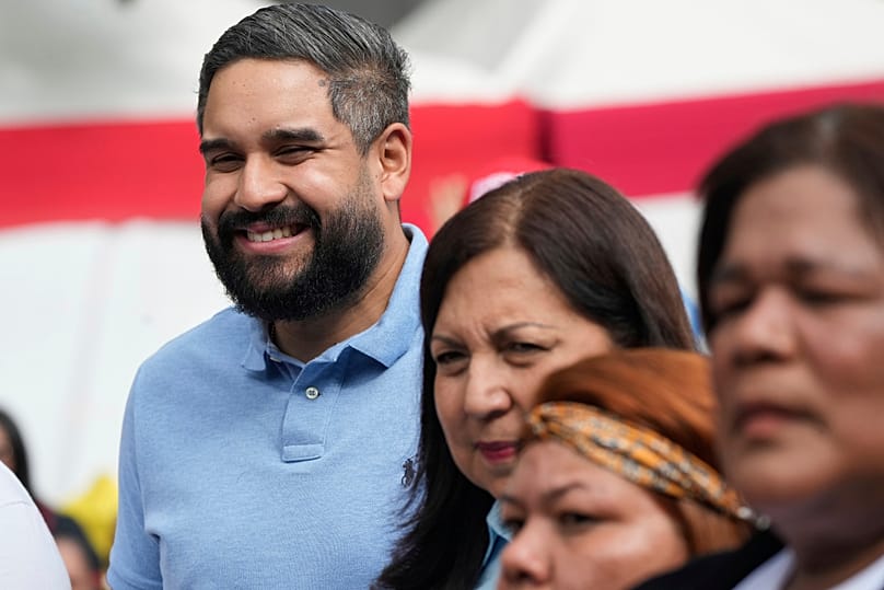 Nicolás Maduro Guerra, hijo del presidente venezolano Nicolás Maduro, hace campaña para su escaño en la Asamblea Nacional, en Caracas, Venezuela, el 20 de mayo de 2025