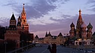 An empty Red Square prior to sunrise in Moscow, 21 January, 2025