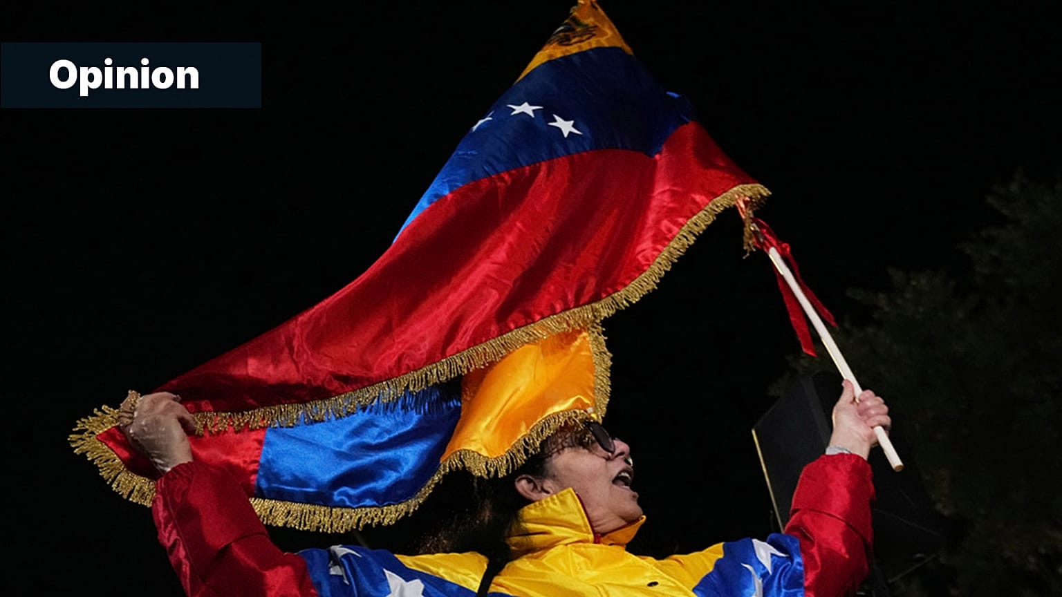 FILE: A demonstrator waves a Venezuelan flag at a protest against US strikes on Venezuela, outside the US embassy in Nicosia, 5 January 2025