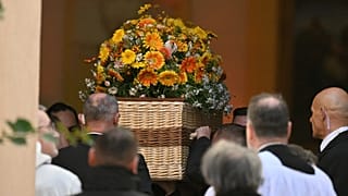 Actor Brigitte Bardot's coffin is carried away from Notre-Dame de l'Assomption church after her funeral ceremony in Saint-Tropez, 7 January, 2026 