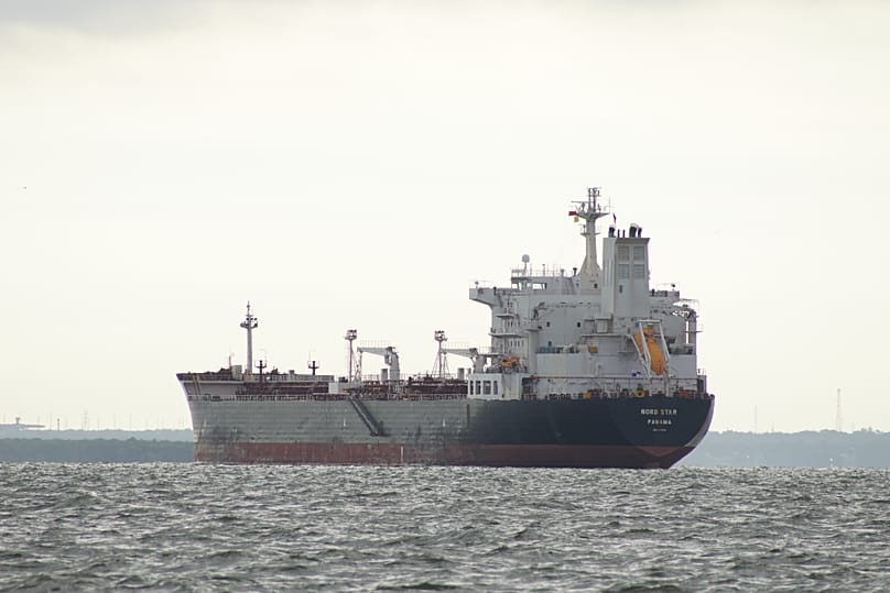 The oil tanker Nord Star Panama navigates on Lake Maracaibo, 7 January, 2026