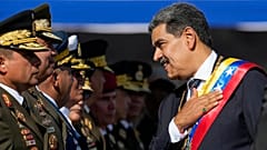 الرئيس الفنزويلي نيكولاس مادورو خلال مراسم تنصيبه لفترة ثالثة في كاراكاس، 10 يناير 2025.
