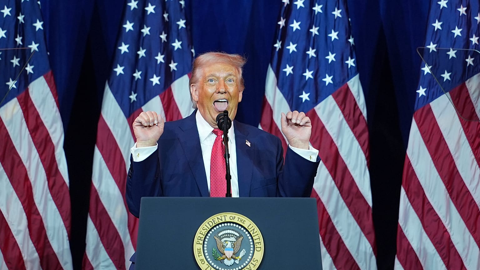 Il presidente Donald Trump parla ai legislatori repubblicani della Camera dei Rappresentanti durante il loro ritiro politico annuale, martedì 6 gennaio 2026, a Washington