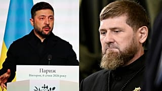 رئيس الشيشان رمضان قديروف (يمينًا) والرئيس الأوكراني فولوديمير زيلينسكي (يساراً)