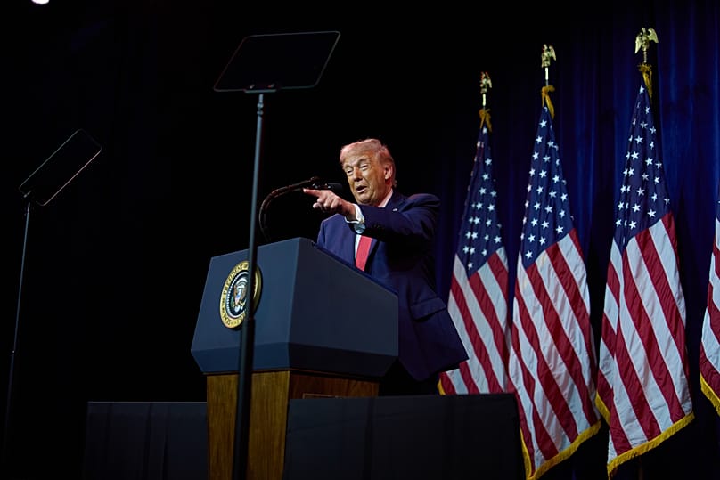 US President Donald Trump speaks to Republican lawmakers during their annual policy retreat in Washington, 6 January, 2026