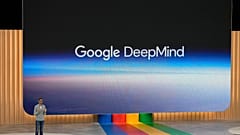 Archiv: Alphabet-Chef Sundar Pichai spricht 2023 bei einer Veranstaltung in Kalifornien über Google DeepMind, Googles Forschungslabor für Künstliche Intelligenz.