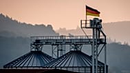A German national flag waves on top of a silo of a farm in Wehrheim near Frankfurt, Germany. 5 Sept. 2024.