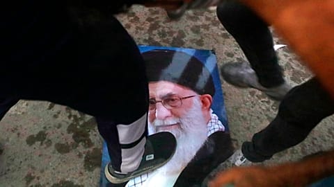 portrait of Iran's Supreme Leader Ayatollah Ali Khamenei