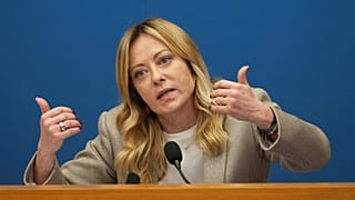 رئيسة الوزراء الإيطالية جورجيا ميلوني خلال مؤتمرها الصحافي السنوي مع بداية العام، روما، في 9 يناير 2026.