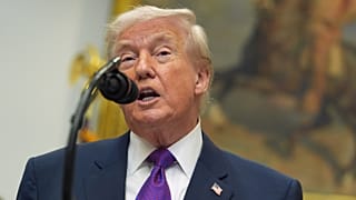 President Donald Trump speaks during an event with Environmental Protection Agency director Lee Zeldin announcing that the EPA will no longer regulate greenhouse gases.
