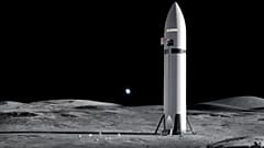 NASA'nın Artemis astronot görevi için Ay'a inmek üzere SpaceX'in tasarladığı Starship aracının çizimi